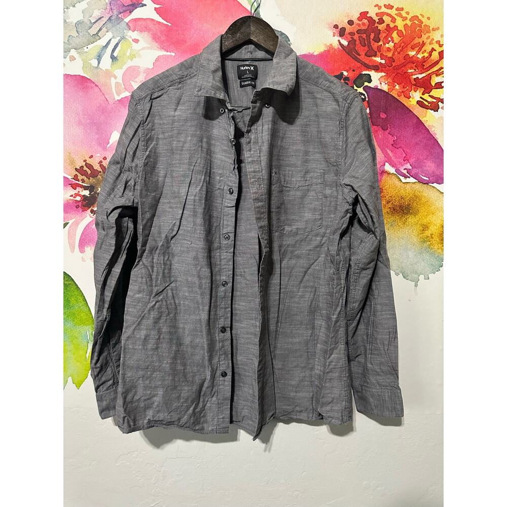 Hurley Button Up Shirt - Size Large - Color Gray